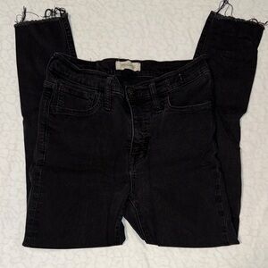 Madewell Black Skinny Jeans with Frayed Hem